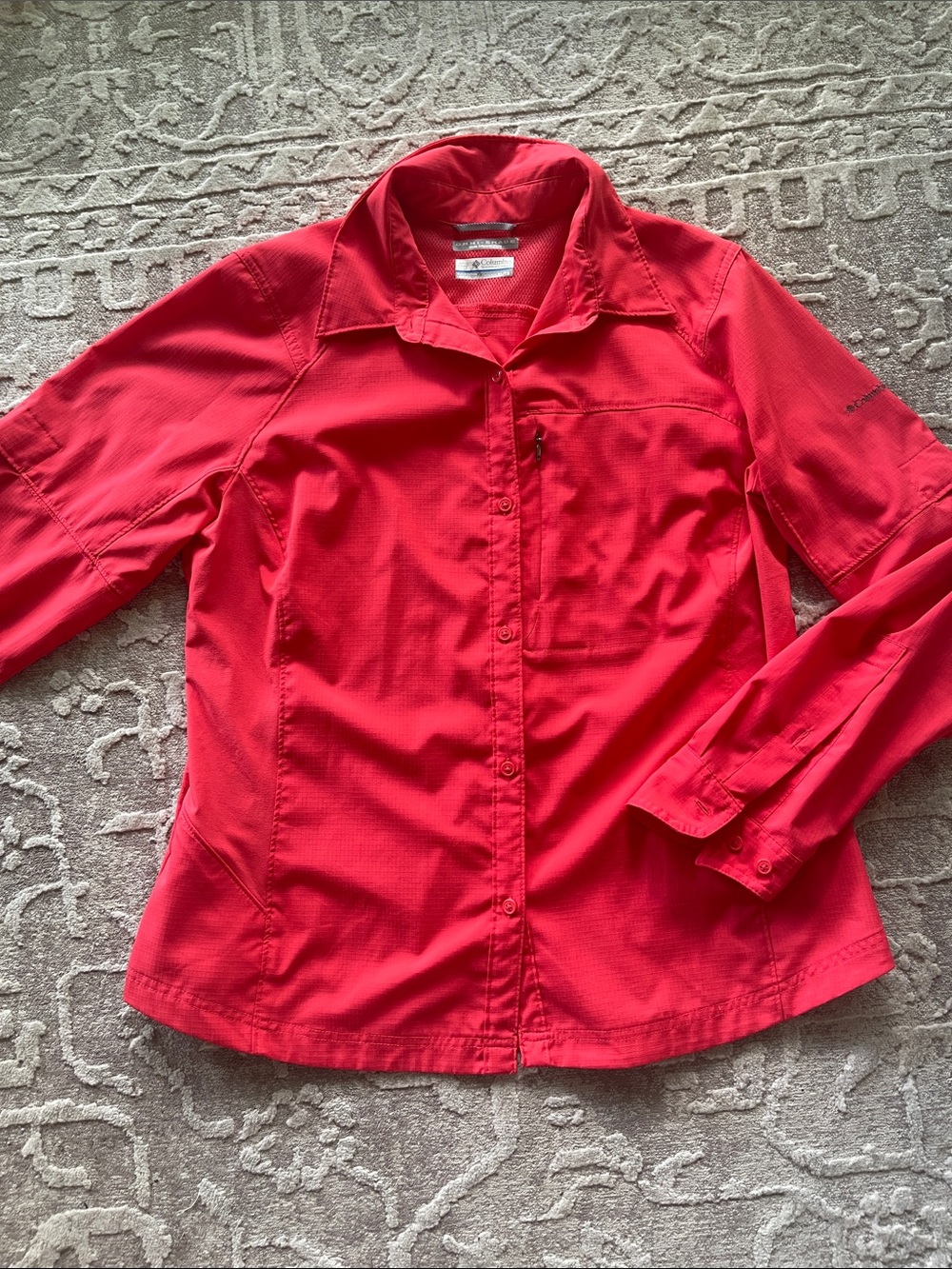 Columbia Coral Red Omni-Shade Sun Protection Button Up Shirt XL